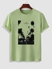 T-shirt Lettre Graphique en Coton à Manches Courtes Xl Vert clair