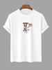 T-shirt Lettre Graphique et Ours à Manches Courtes Xl Blanc