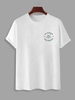 T-shirt Lettre Graphique Palmier et Noix de Coco en Coton Xl Blanc