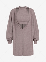 T-shirt Long Plongeant à Goutte Epaule avec Débardeur Court Au Dos Nageur M Café profond