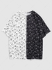 T-shirt Monochrome de Dessin Animé Imprimé L Blanc