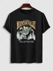 T-shirt Motif de Aigle et Slogan ALASKA MOUNTAIN VALLEY à Manches Courtes L Noir