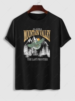 T-shirt Motif de Aigle et Slogan ALASKA MOUNTAIN VALLEY à Manches Courtes L Noir