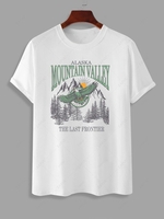 T-shirt Motif de Aigle et Slogan ALASKA MOUNTAIN VALLEY à Manches Courtes M Blanc