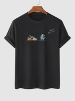 T-shirt Motif de Dinosaure Dessin Animé à Manches Courtes M Noir