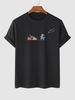 T-shirt Motif de Dinosaure Dessin Animé à Manches Courtes Xl Noir