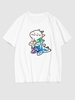 T-shirt Motif de Dinosaure Dessin Animé Amusant M Blanc