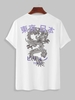 T-shirt Motif de Dragon Tokyo à Manches Courtes S Blanc