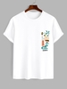 T-shirt Motif de Feuille à Manches Courtes L Blanc