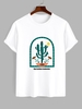 T-shirt Motif de Lettre Cactus à Manches Courtes S Blanc