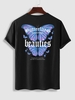 T-shirt Motif de Papillion à Manches Courtes Xl Noir