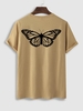 T-shirt Motif de Papillon à Manches Courtes en Coton L Café lumière