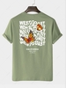 T-shirt Motif de Papillon et WEST COAST à Manches Courtes L Vert clair