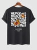 T-shirt Motif de Papillon et WEST COAST à Manches Courtes M Noir
