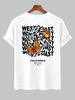 T-shirt Motif de Papillon et WEST COAST à Manches Courtes S Blanc