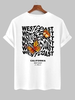T-shirt Motif de Papillon et WEST COAST à Manches Courtes S Blanc