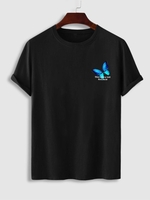 T-shirt Motif de Papillon Slogan à Manches Courtes S Noir