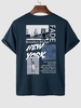 T-shirt Motif de Paysage Lettre Brooklyn Bridge New York et de Architecture à Manches Courtes S Bleu profond