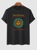 T-shirt Motif de Soleil à Imprimé Ethnique à Manches Courtes L Noir