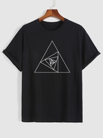 T-shirt Motif de Triangle à Manches Courtes L Noir
