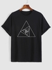 T-shirt Motif de Triangle à Manches Courtes Xxl Noir