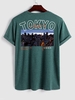 T-shirt Motif de Ville TOKYO à Col Rond L Vert profond