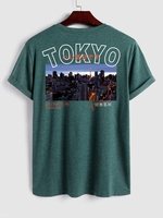 T-shirt Motif de Ville TOKYO à Col Rond L Vert profond