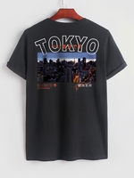 T-shirt Motif de Ville TOKYO à Col Rond M Noir