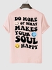 T-shirt Motif de Visage de Slogan Sourire Graphique à Manches Courtes L Rose clair