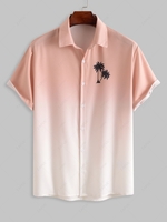 T-shirt Ombré à Imprimé Palmier Cocotier à Manches Courtes L Blanc