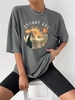 T-shirt Oversize à Imprimé Lettre à Manches Courtes S Gris