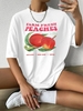 T-shirt Oversize à Imprimé Lettre et Pêches à Manches Courtes M Blanc