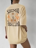 T-shirt Oversize à Imprimé Lettre Graphique Cactus à Manches Courtes M Café lumière