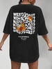 T-shirt Oversize à Imprimé Lettre Papillon CALIFORNIA WEST COAST à Manches Courtes Xl Noir