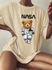 T-shirt Oversize Astronaute Graphique Ours Xl Café lumière