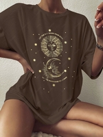 T-shirt Oversize Graphique Etoile Lune et Soleil d
