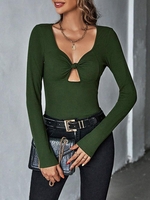 T-shirt Plongeant Noué Découpé S Vert profond