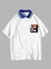 T-shirt Polo Ours Brodé en Couleur Jointive Xl Blanc