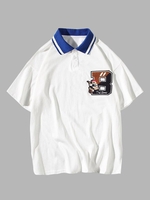 T-shirt Polo Ours Brodé en Couleur Jointive Xl Blanc