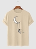 T-shirt Ras du Cou à Imprimé Astronaute et Balançoire 2xl Café lumière