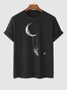 T-shirt Ras du Cou à Imprimé Astronaute et Balançoire 2xl Noir