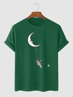 T-shirt Ras du Cou à Imprimé Astronaute et Balançoire S Vert