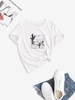 T-shirt Ras du Cou à Motif Cactus dans le Désert L Blanc