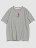 T-shirt Rayé à Imprimé Fleur Lettre Rose Brodé Lettre Xl Blanc
