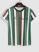 T-shirt Rayé à Imprimé Los Angeles à Manches Courtes Xl Vert profond