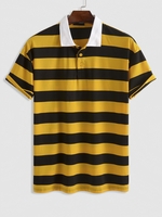 T-shirt Rayé en Blocs de Couleurs à Col Polo Xl Jaune