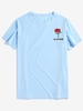 T-shirt Rose Graphique Brodé à Manches Courtes 2xl Bleu clair