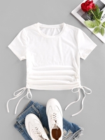 T-shirt Sanglé à Manches Courtes L Blanc
