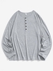 T-shirt Simple à Demi-Bouton à Manches Longues Xs Gris foncé