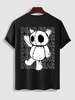 T-shirt Simple à Lettre DEAD BEAR à Manches Courtes en Coton Streetwear L Noir
